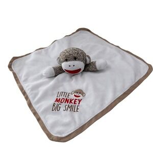 Baby Starters Sock Monkey‎ Lovey Security Blanket Little Monkey Big Smile White